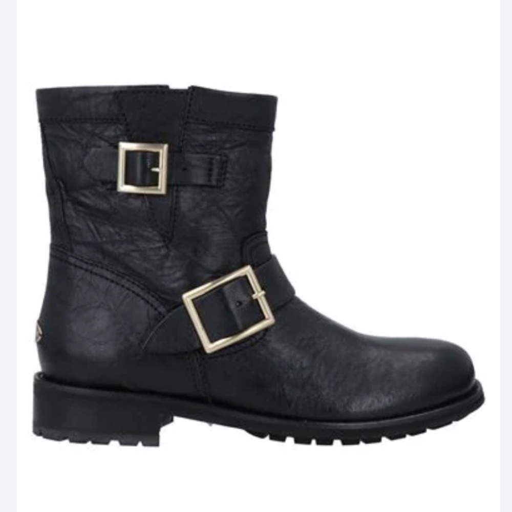 Jimmy Choo Black Buckled Ankle Boots